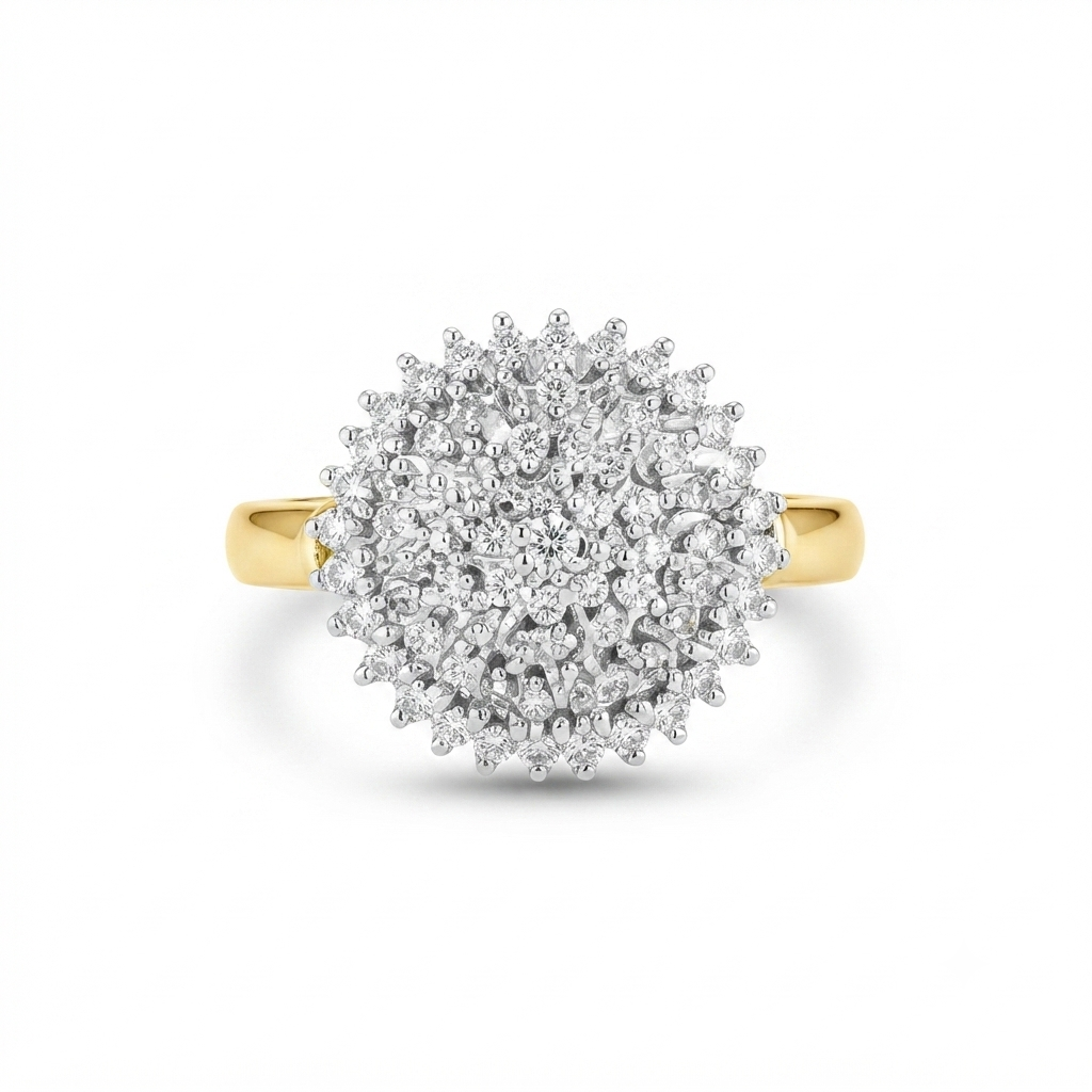 100 Diamond Cluster Ring in 9ct Yellow Gold - 1ct