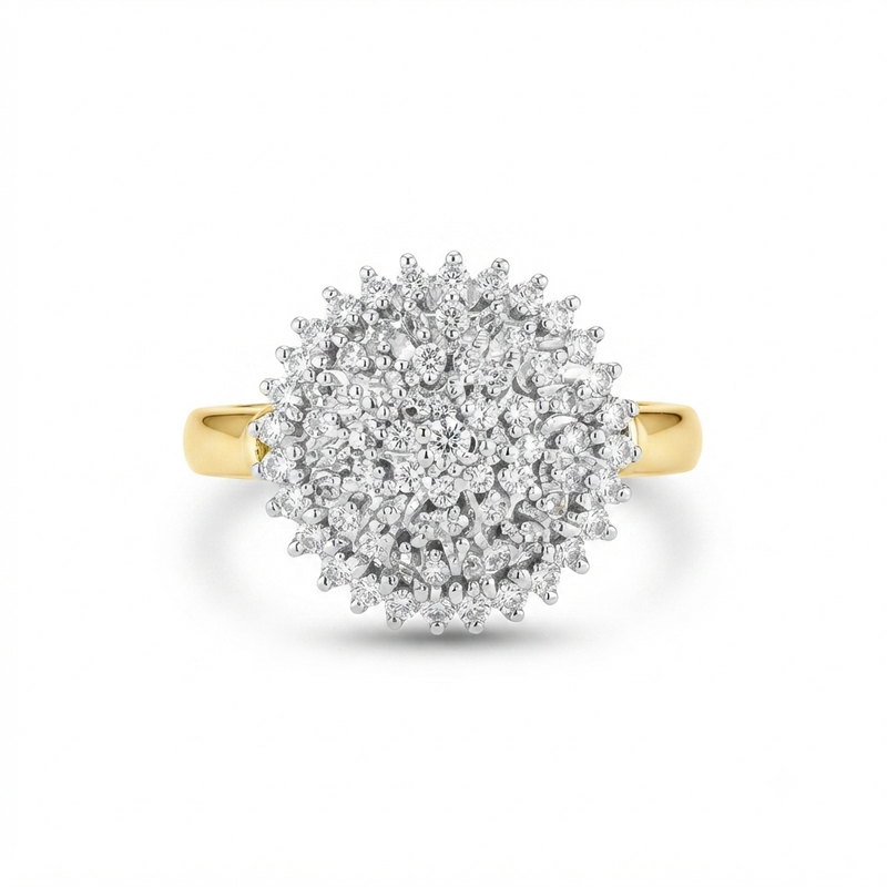 100 Diamond Cluster Ring in 9ct Yellow Gold - 1ct