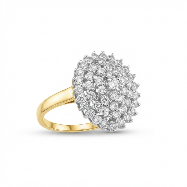 100 Diamond Cluster Ring in 9ct Yellow Gold - 1ct