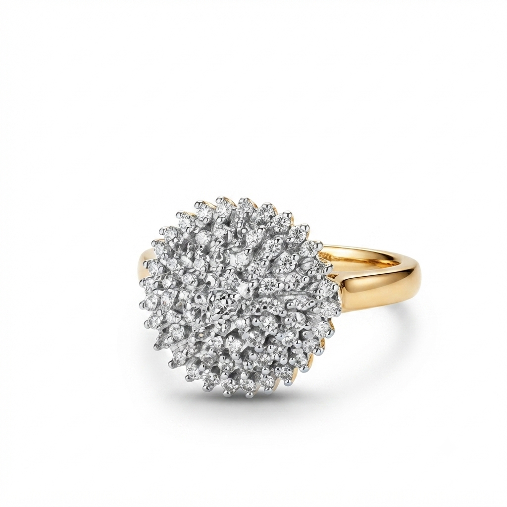 100 Diamond Cluster Ring in 9ct Yellow Gold - 1ct