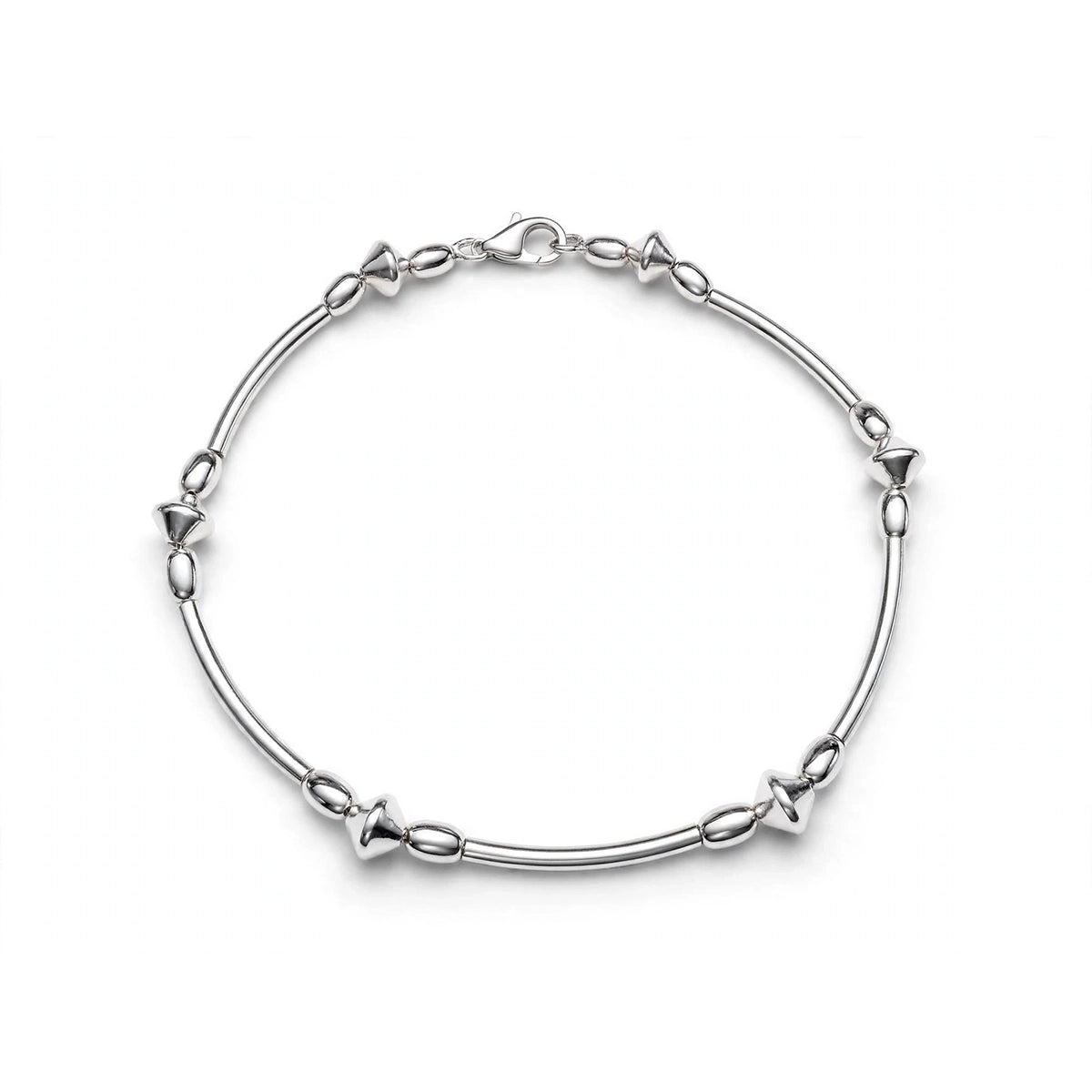 Sterling Silver Station Bead Bracelet 7''