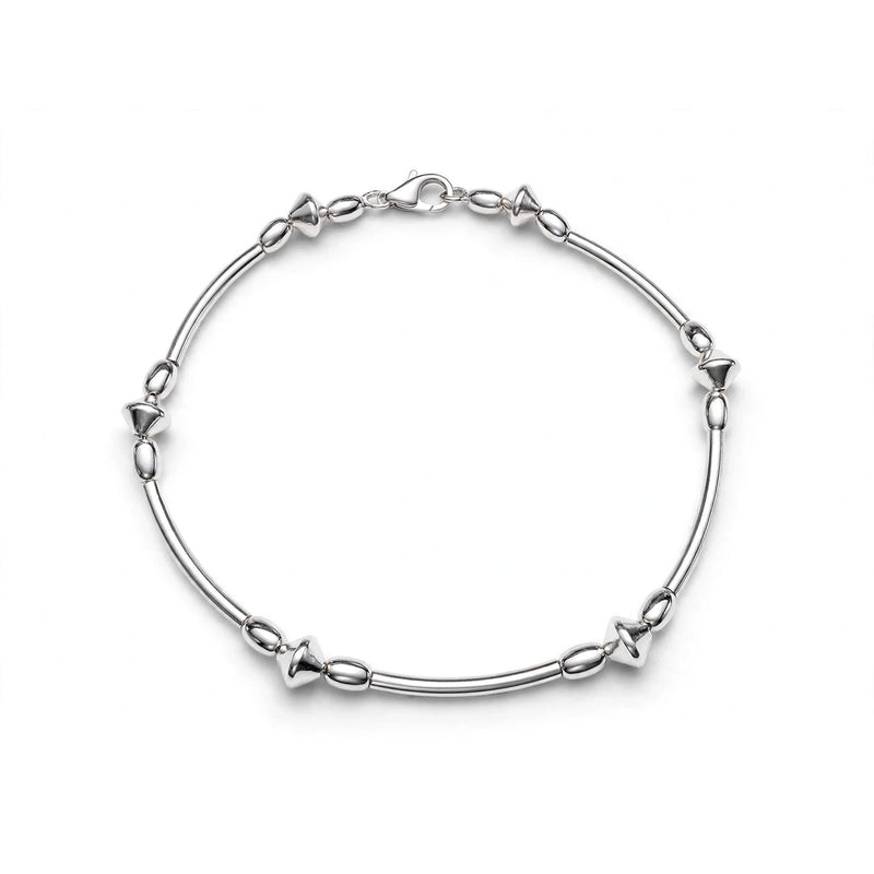 Sterling Silver Station Bead Bracelet 7''