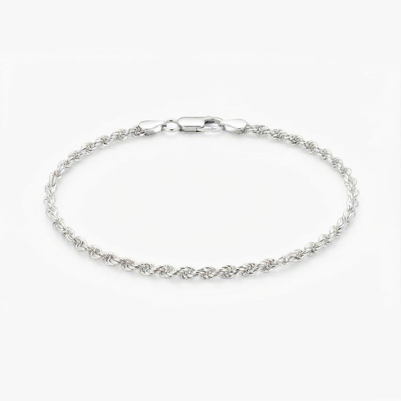 Sterling Silver Classic Rope Chain Bracelet 7''