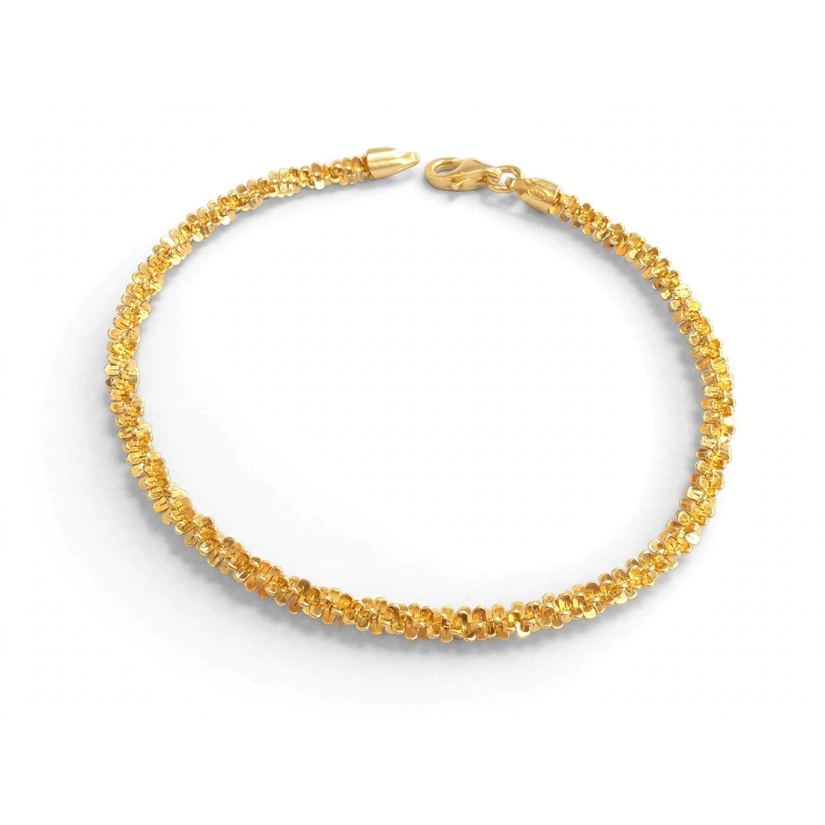 Sterling Siolver Gold-Plated Sparkling Textured Chain Bracelet 7''