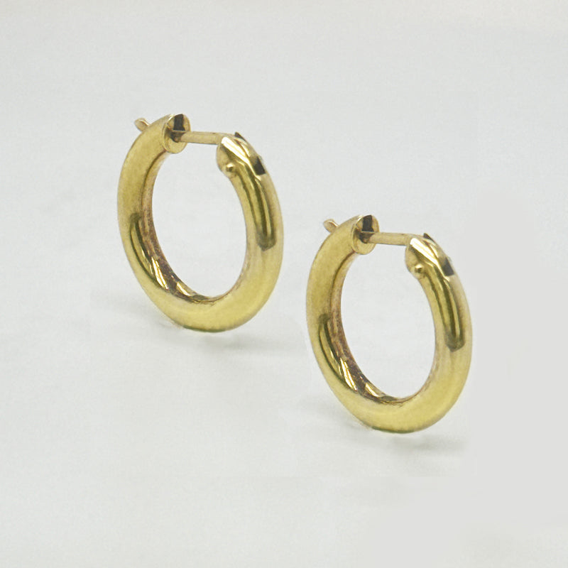 9K Yellow Gold Thick Chunky Hoop Earrings