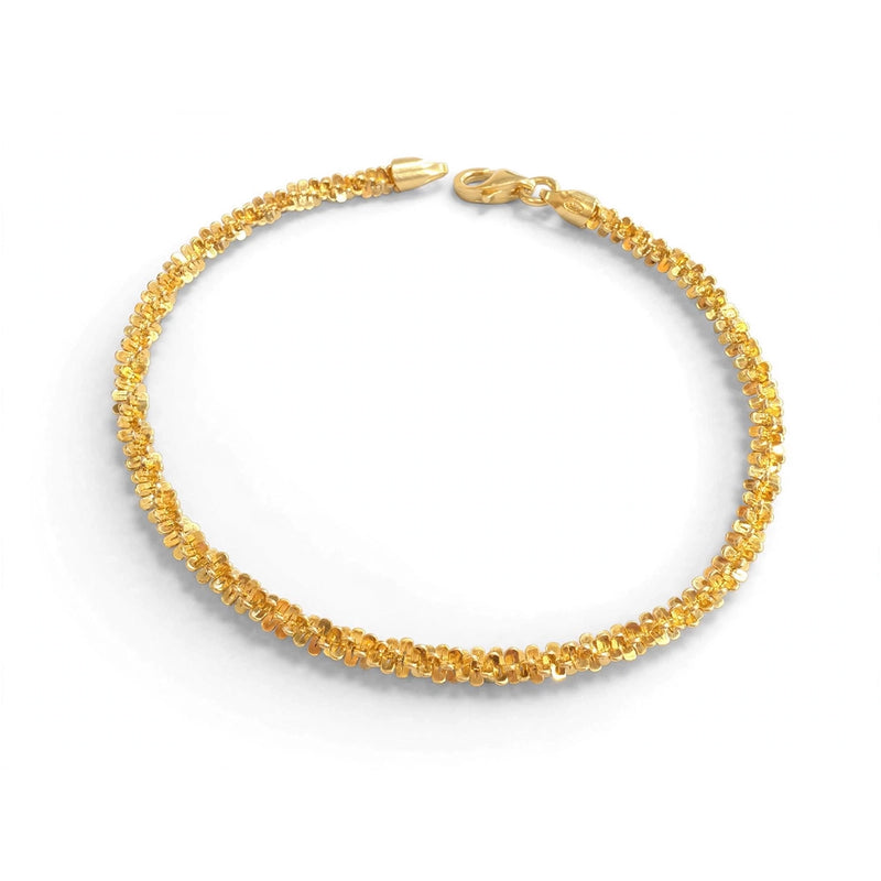 Sterling Siolver Gold-Plated Sparkling Textured Chain Bracelet 7''