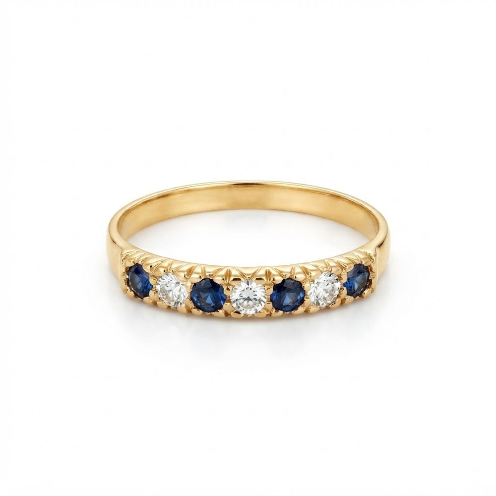 9K Yellow Gold Vintage Sapphire & Diamond Band