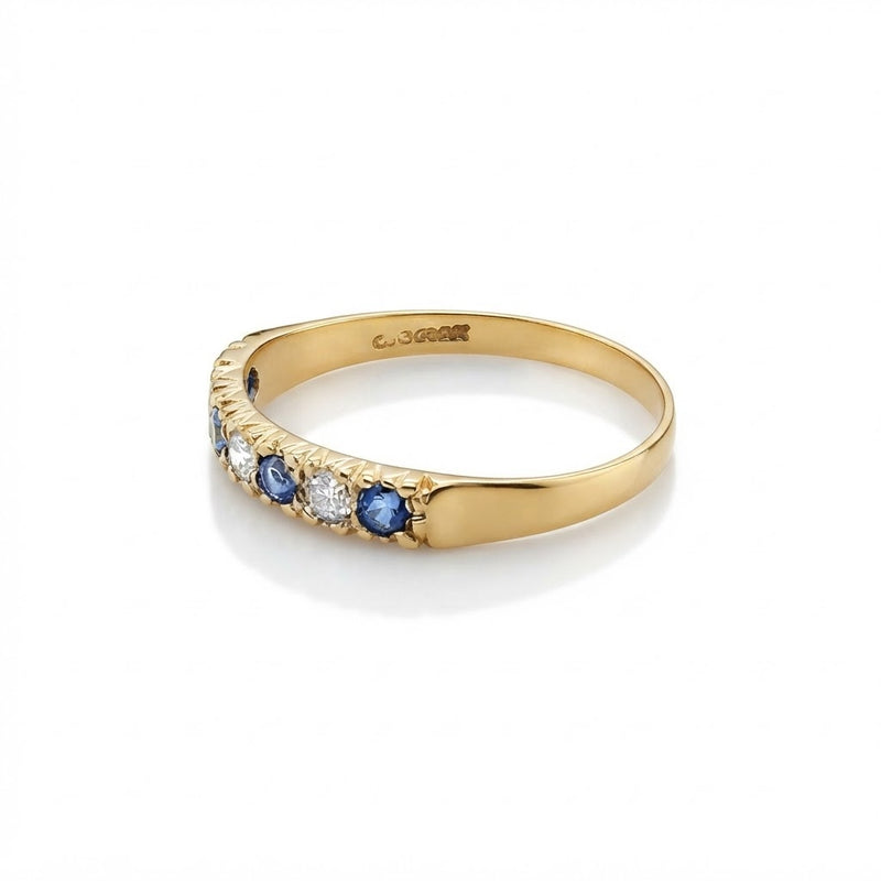 9K Yellow Gold Vintage Sapphire &amp; Diamond Band