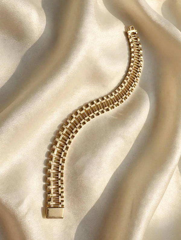 9K Yellow Gold Gate Link Bracelet 7''