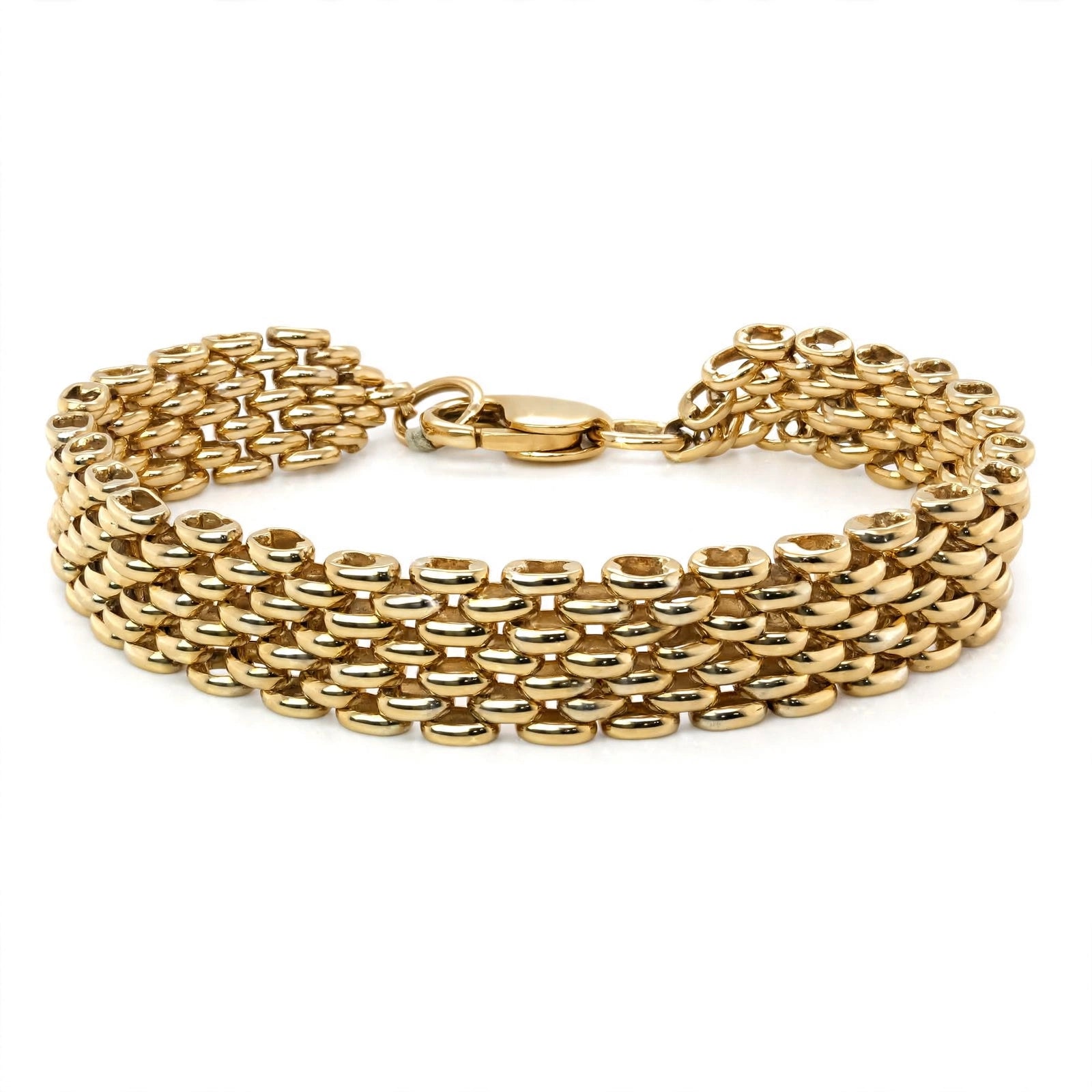 9K Yellow Gold Brick Link Bracelet 7.5''