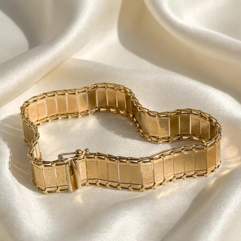 9K Yellow Gold Wide Gate Panel Bracelet 7.2''