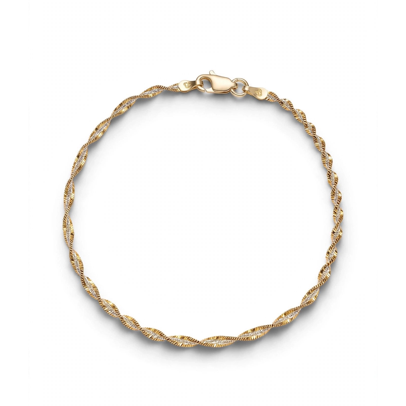 Sterling Silver Two-Tone  Twisted Chain Bracelet