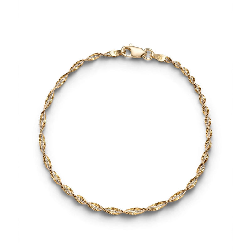 Sterling Silver Two-Tone  Twisted Chain Bracelet