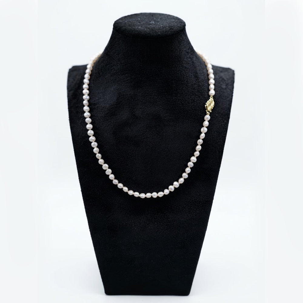 9K Yellow Gold 76-Pearl Strand Necklace 18''