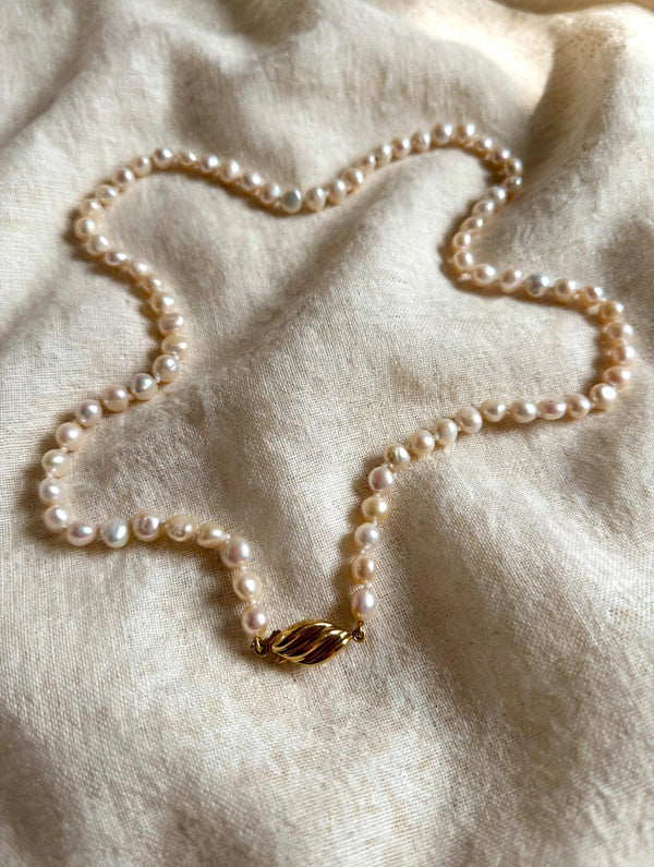 9K Yellow Gold 76-Pearl Strand Necklace 18''