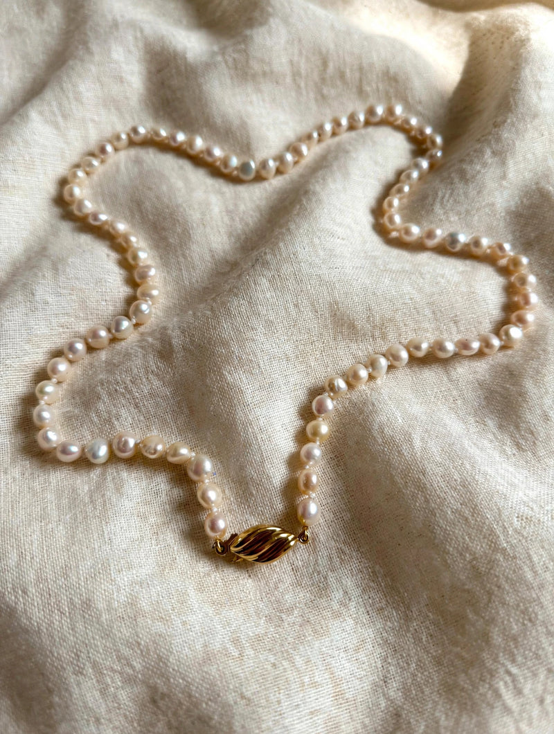 9K Yellow Gold 76-Pearl Strand Necklace 18''