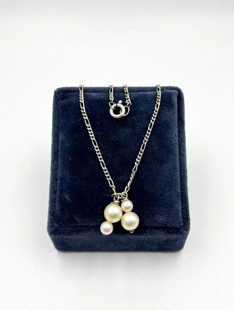 Sterling Silver Multi-Pearl Cluster Pendant Necklace