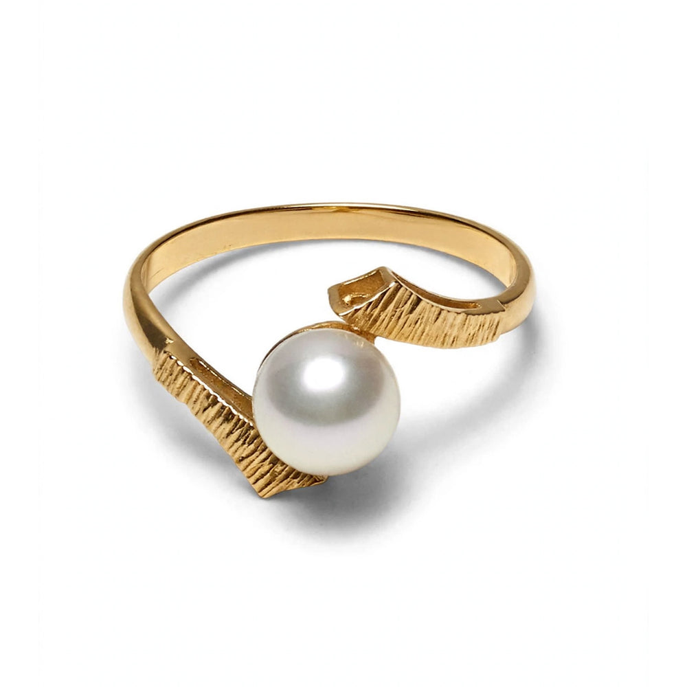 9K Yellow Gold Pearl Bypass Ring