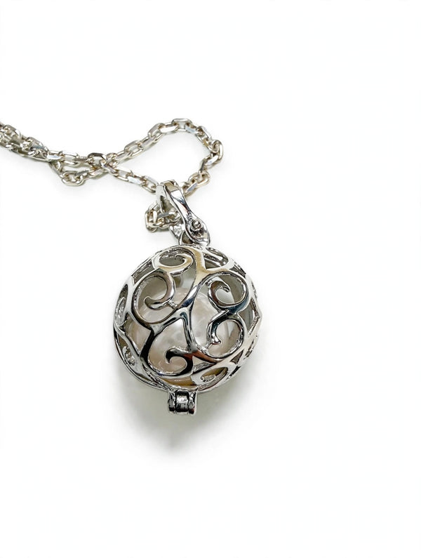 Sterling Silver Caged Pearl Pendant Necklace