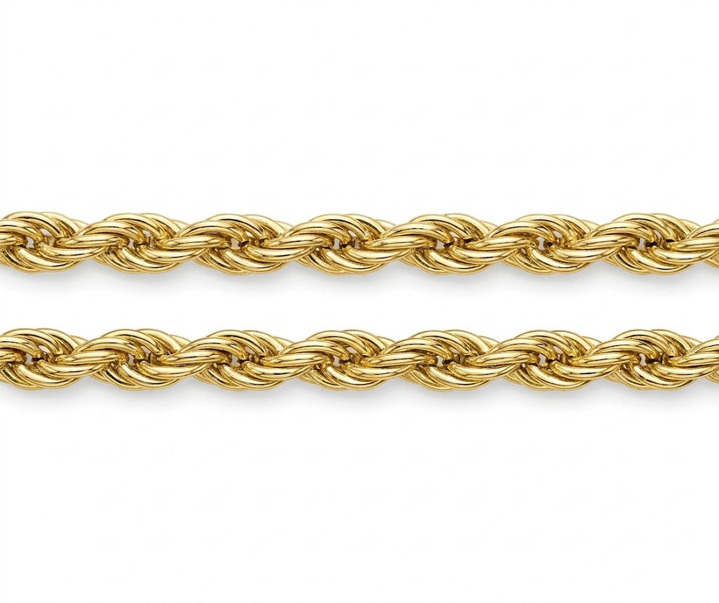 9ct Yellow Gold Solid Rope Chain (3mm)