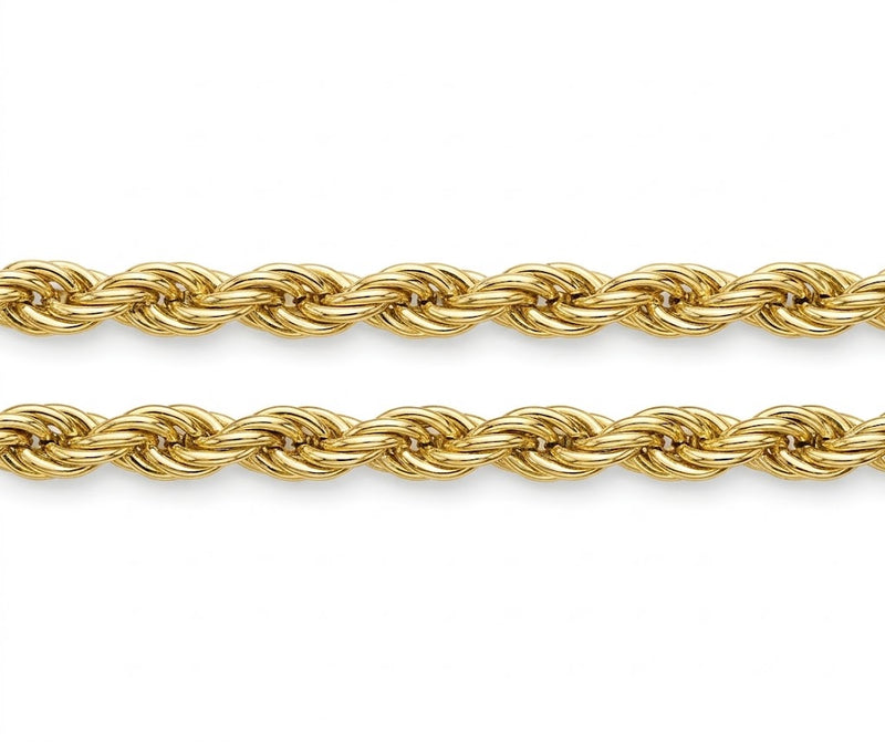 9ct Yellow Gold Solid Rope Chain (3mm)