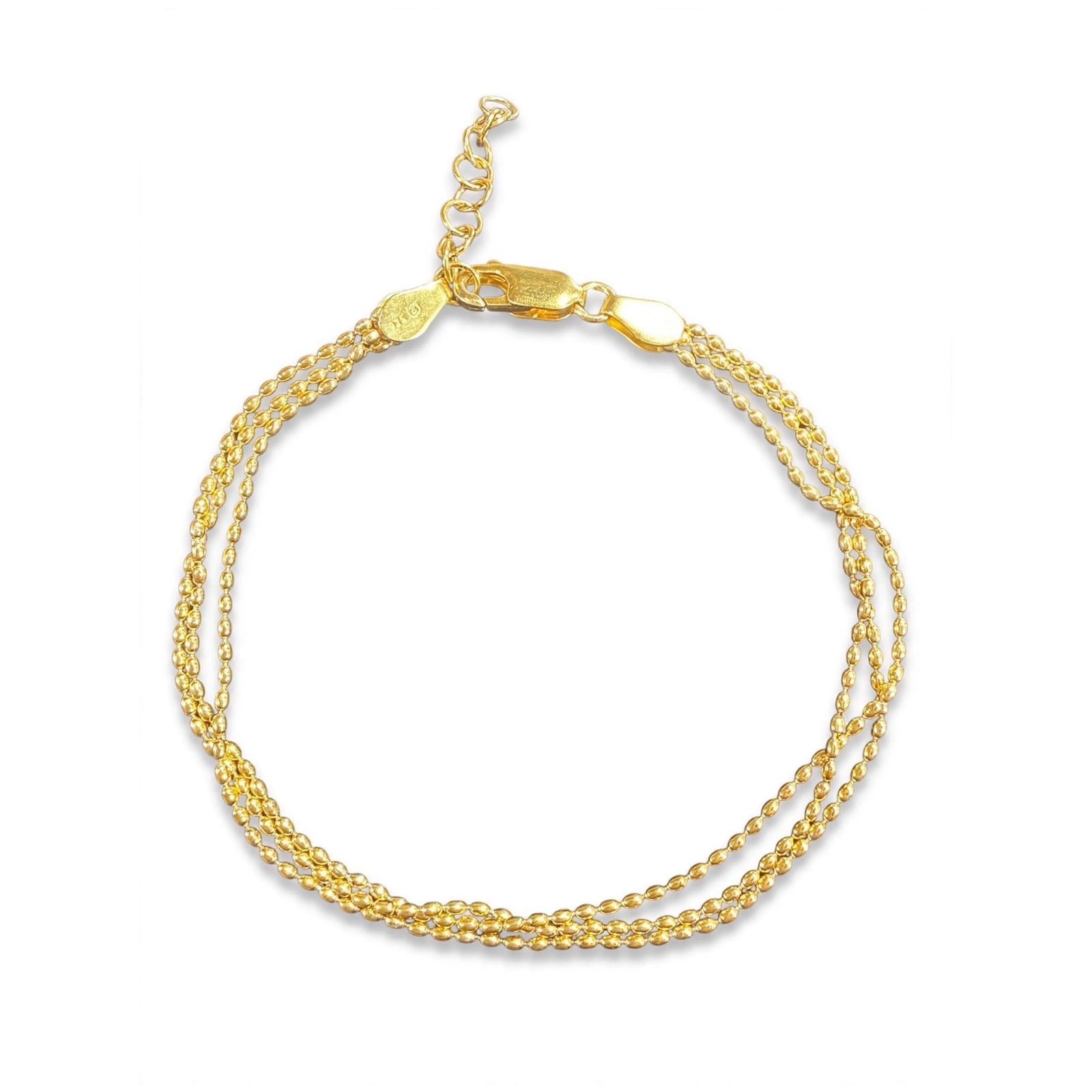 Sterling Silver Multi-Strand Bead Chain Bracelet 7''
