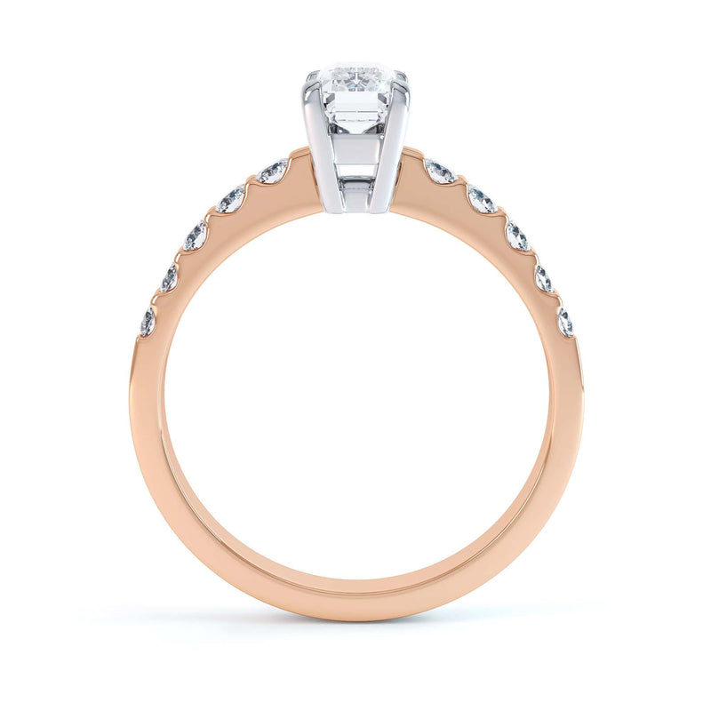 Emerald Cut Diamond Solitaire Engagement Ring With Diamond Shoulders