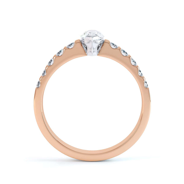 Marquise Cut Centre Stone, Two V claw, Diamond Engagement Ring with Scallop set Shoulders