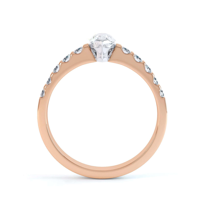 Marquise Cut Centre Stone, Two V claw, Diamond Engagement Ring with Scallop set Shoulders