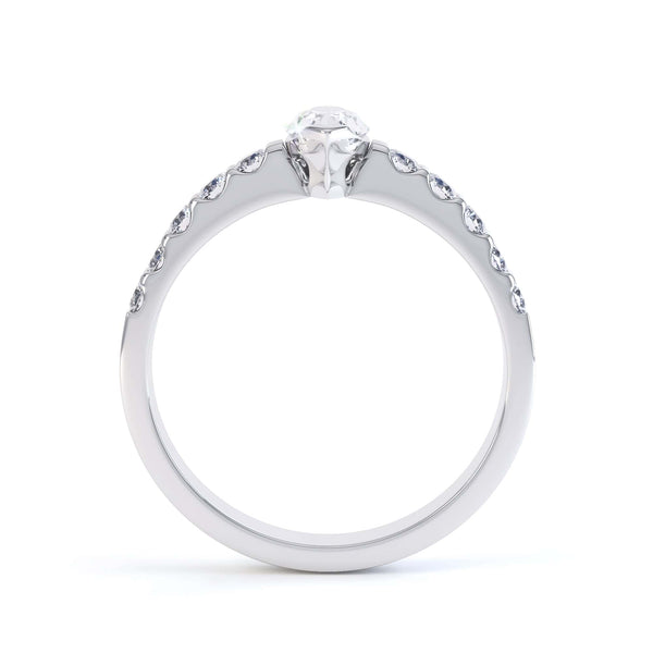 Marquise Cut Centre Stone, Two V claw, Diamond Engagement Ring with Scallop set Shoulders