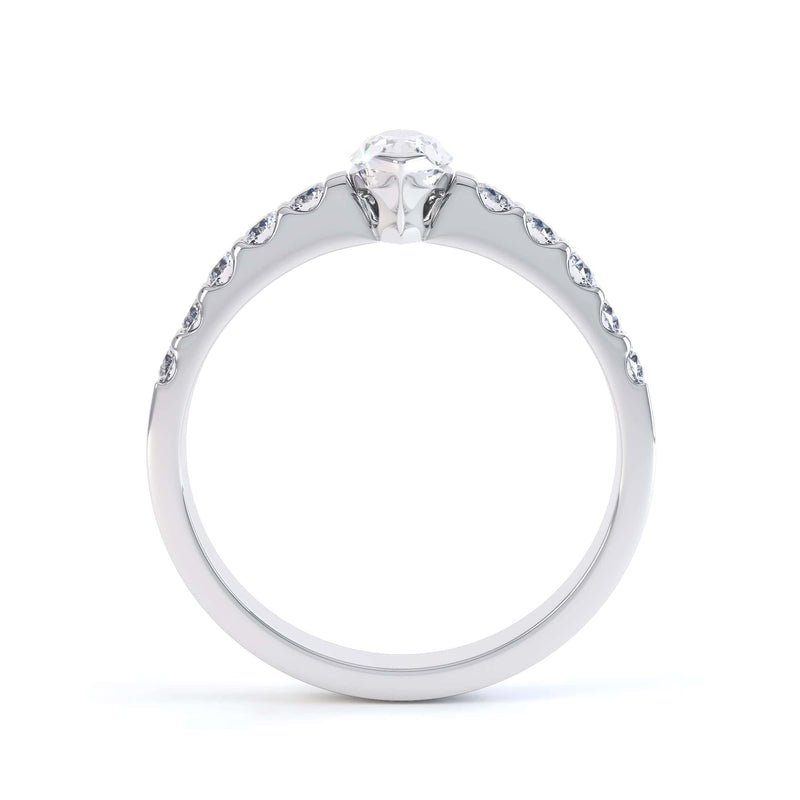 Marquise Cut Centre Stone, Two V claw, Diamond Engagement Ring with Scallop set Shoulders