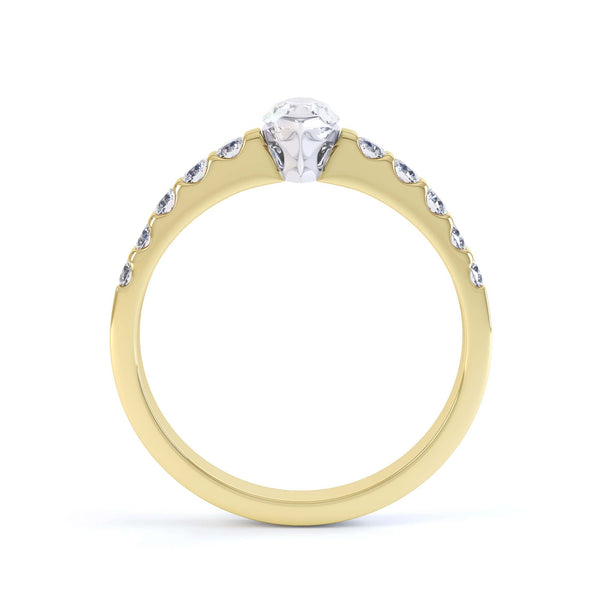 Marquise Cut Centre Stone, Two V claw, Diamond Engagement Ring with Scallop set Shoulders