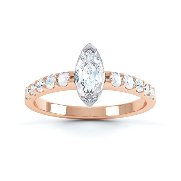 Marquise Cut Centre Stone, Two V claw, Diamond Engagement Ring with Scallop set Shoulders