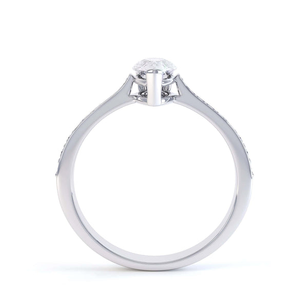 Diamond Engagement Ring with a Pear Shape diamond with shoulder set diamonds.