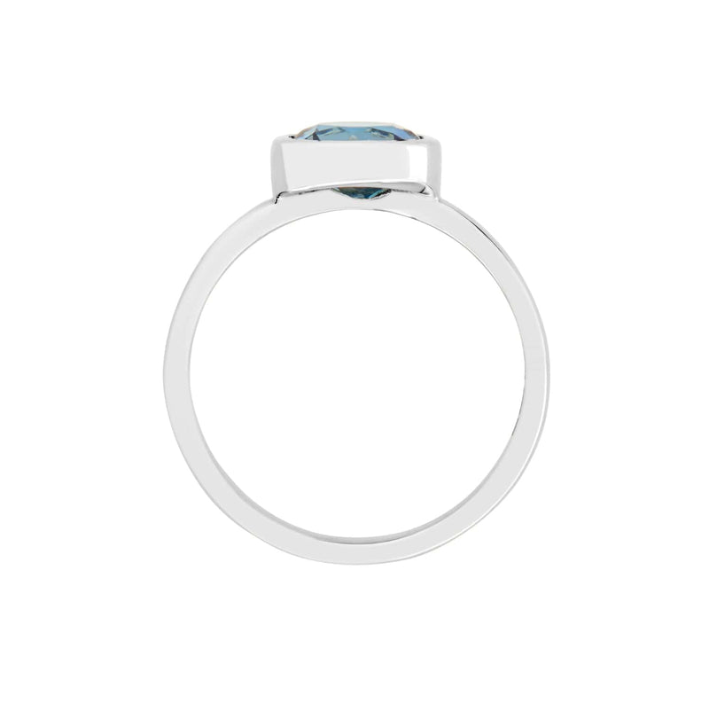 Large Blue Topaz Rubover Stacking Ring