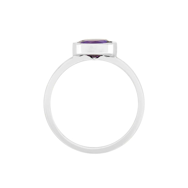 Large Amethyst Rubover Stacking Ring