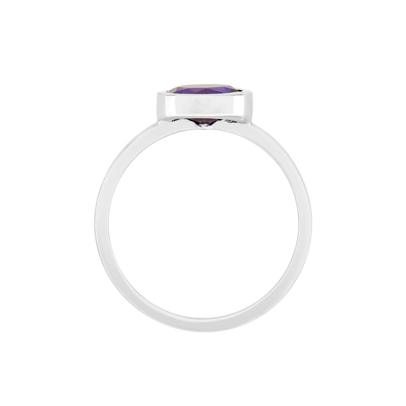 Large Amethyst Rubover Stacking Ring