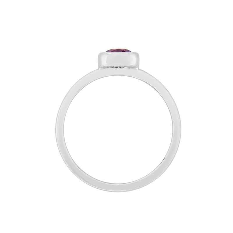 Medium Amethyst Rubover Stacking Ring