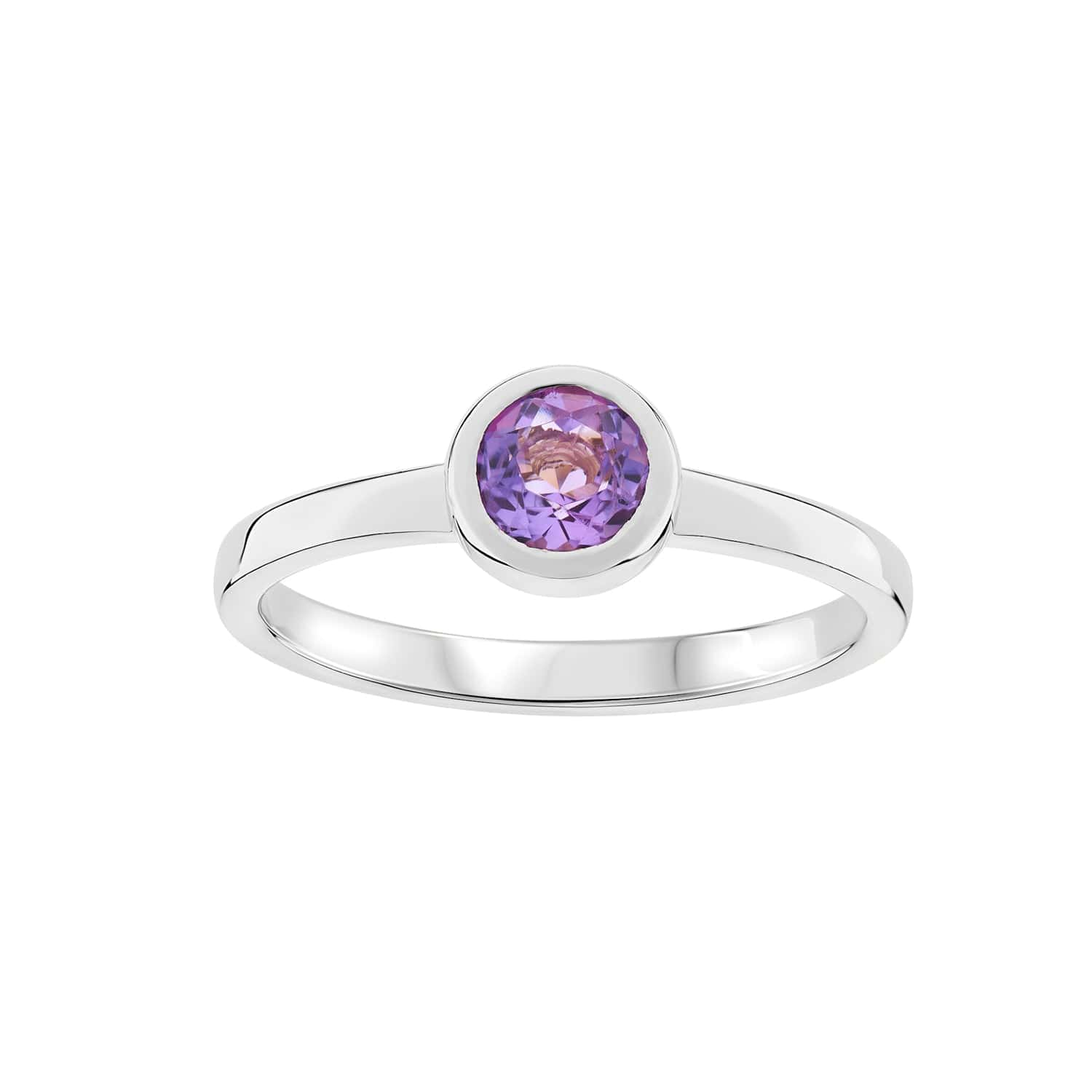 Medium Amethyst Rubover Stacking Ring