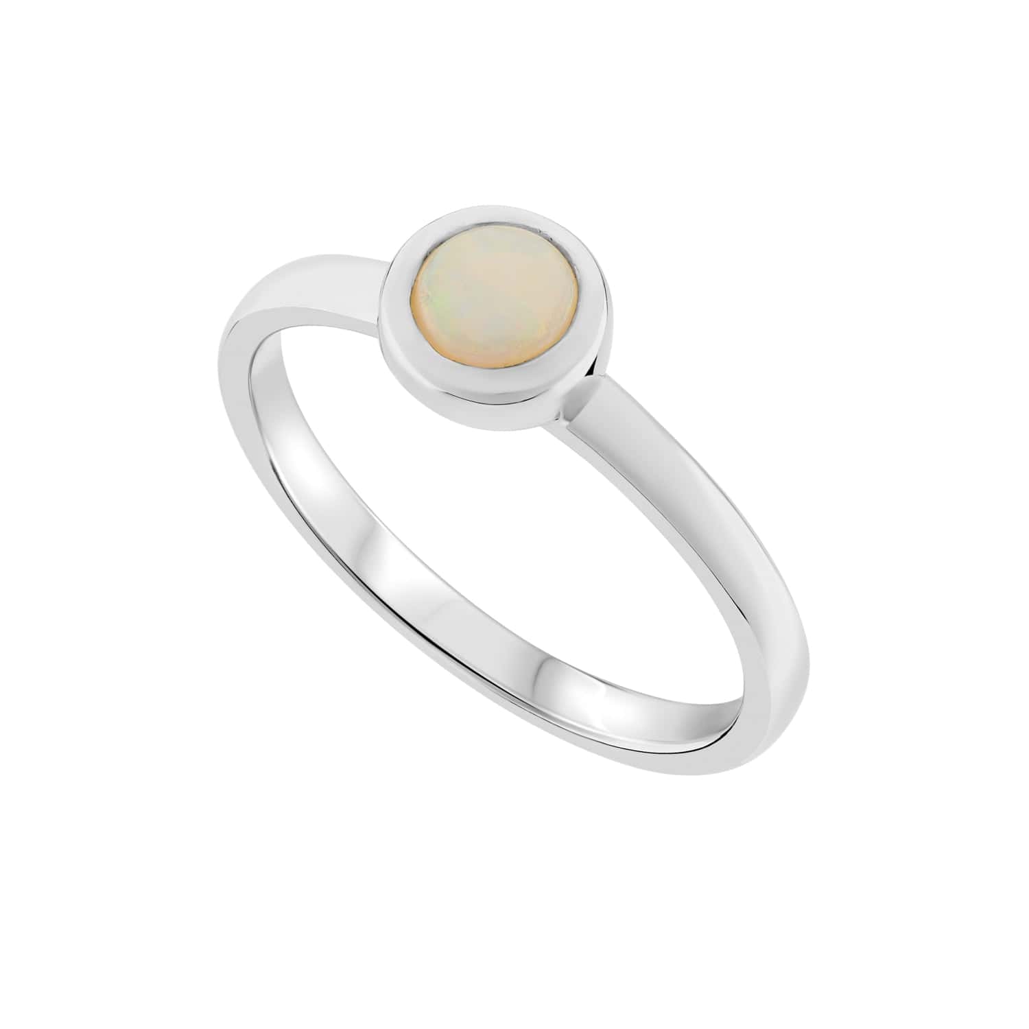 Medium Opal Rubover Stacking Ring in 9ct gold
