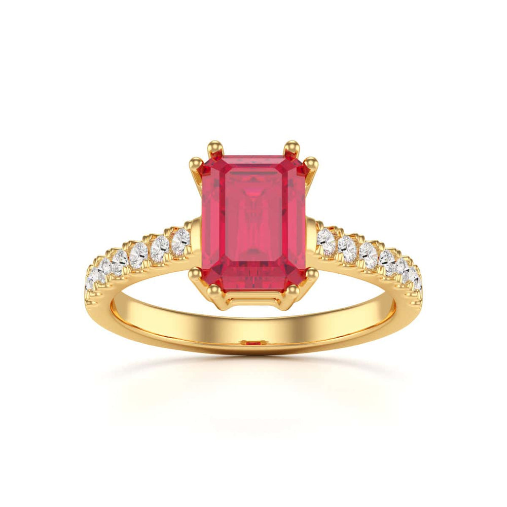 Ruby with Diamond Set Shoulders Dress Ring