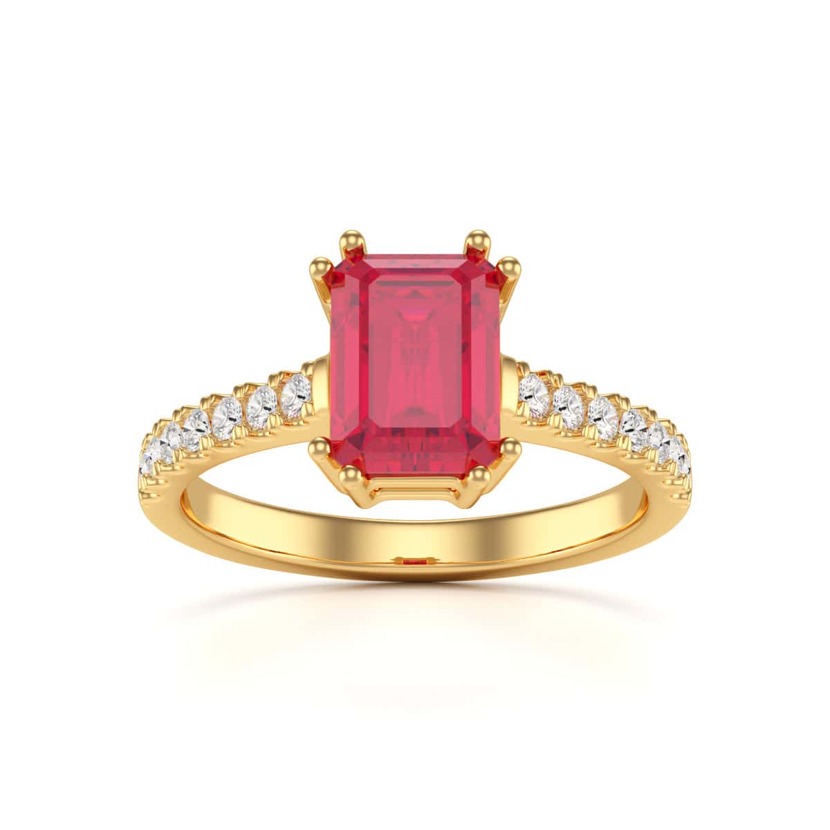 Ruby with Diamond Set Shoulders Dress Ring