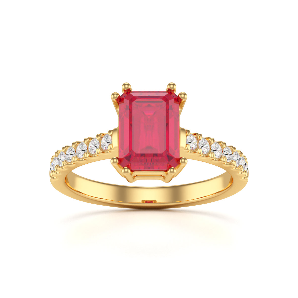 Ruby with Diamond Set Shoulders Dress Ring