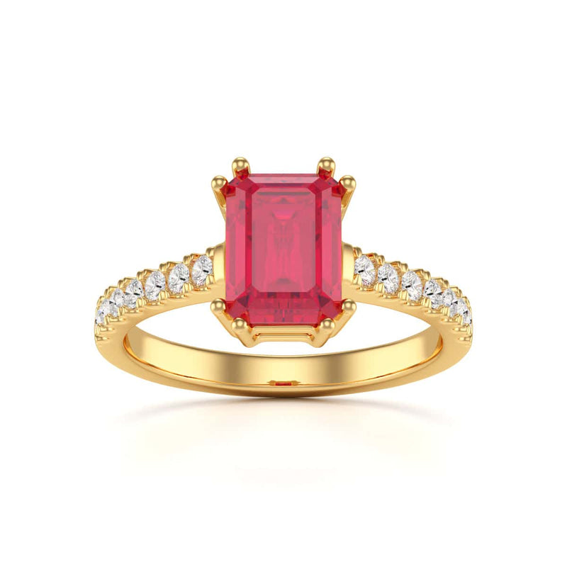 Ruby with Diamond Set Shoulders Dress Ring