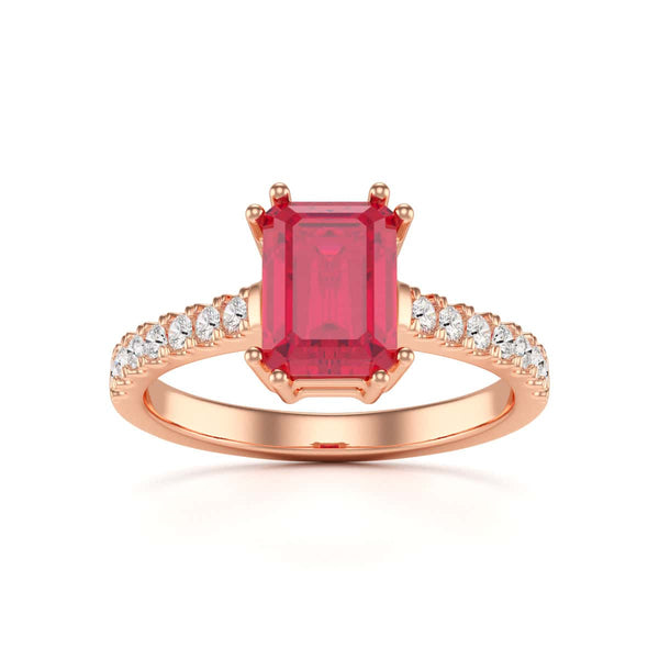 Ruby with Diamond Set Shoulders Dress Ring