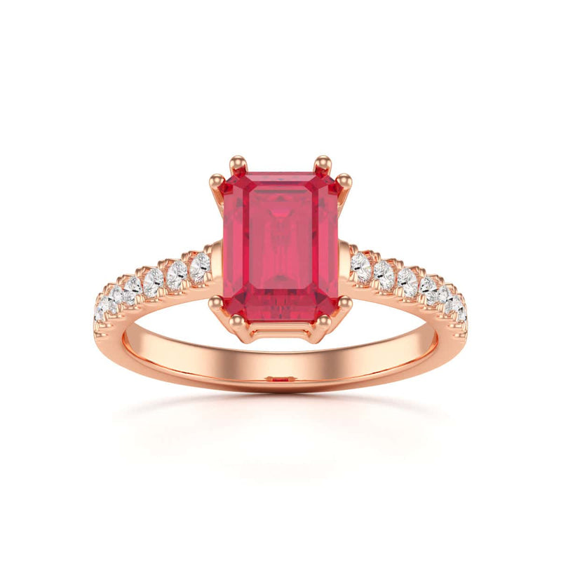 Ruby with Diamond Set Shoulders Dress Ring