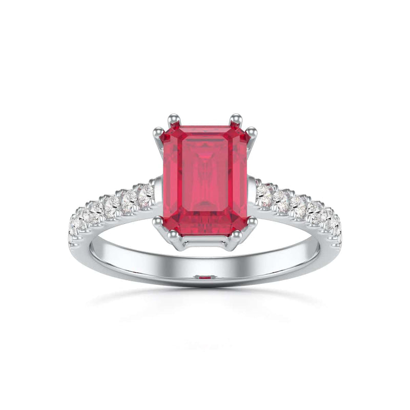 Ruby with Diamond Set Shoulders Dress Ring