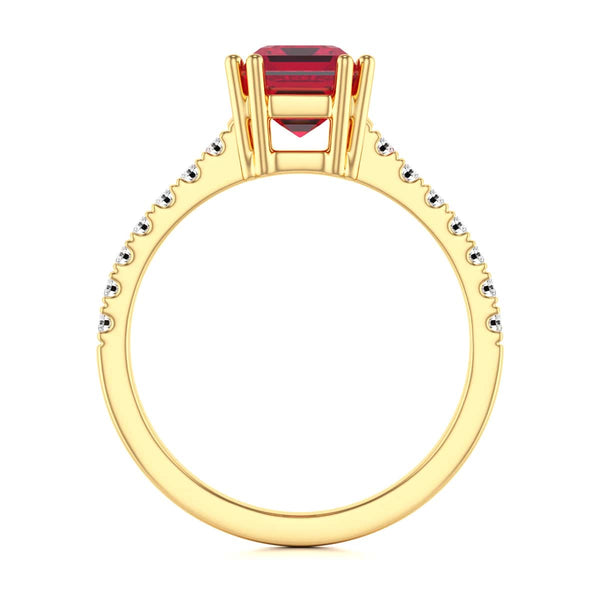 Ruby with Diamond Set Shoulders Dress Ring