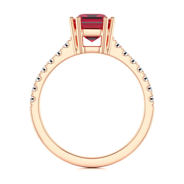Ruby with Diamond Set Shoulders Dress Ring
