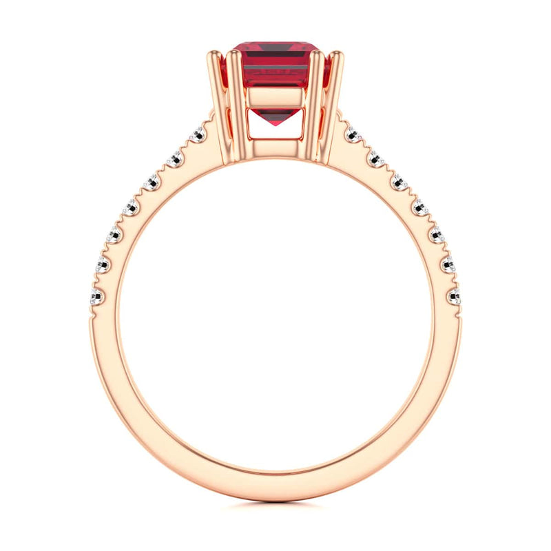 Ruby with Diamond Set Shoulders Dress Ring